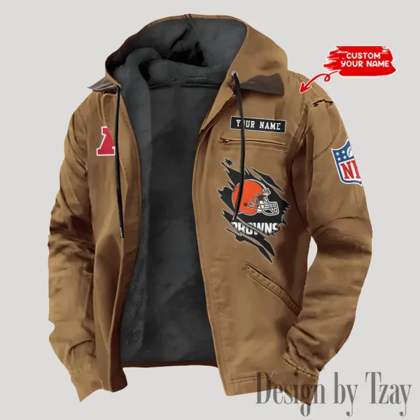 Cleveland Browns Men's Casual Padded Jacket Hooded Trending 2025 SPTPJH137 - Image 4