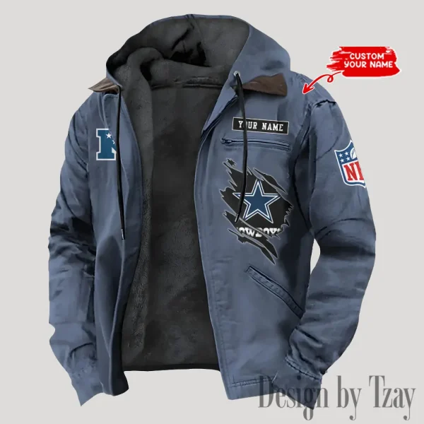Dallas Cowboys Men's Casual Padded Jacket Hooded Trending 2025 SPTPJH138 - Image 2