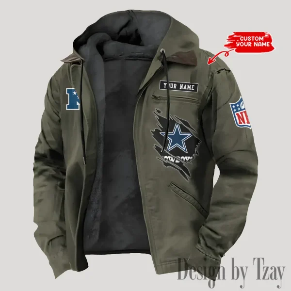 Dallas Cowboys Men's Casual Padded Jacket Hooded Trending 2025 SPTPJH138 - Image 3