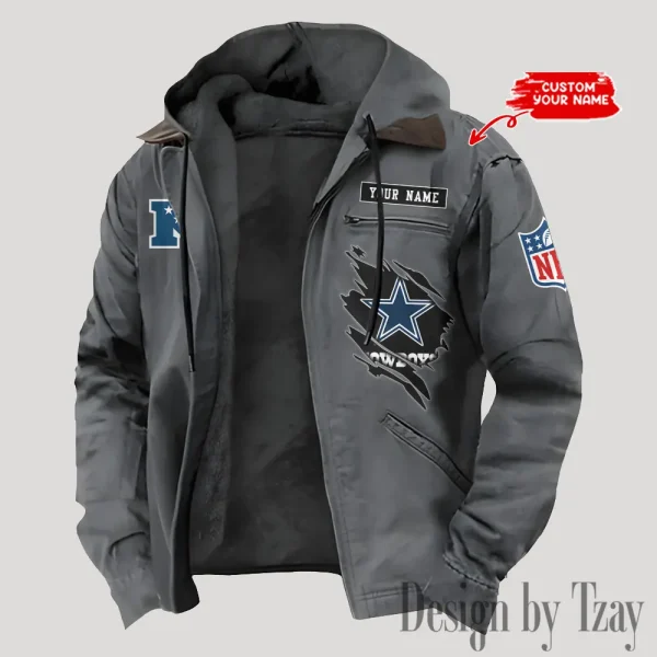 Dallas Cowboys Men's Casual Padded Jacket Hooded Trending 2025 SPTPJH138 - Image 4