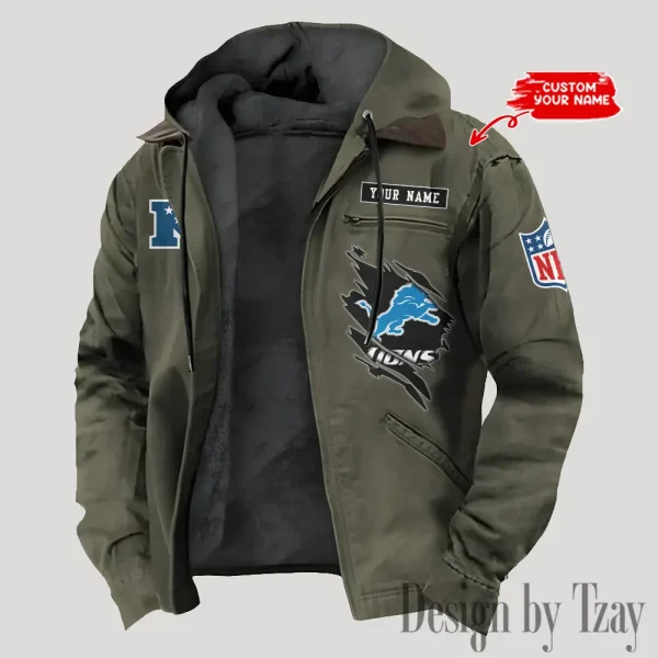 Detroit Lions Men's Casual Padded Jacket Hooded Trending 2025 SPTPJH140 - Image 3