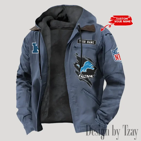 Detroit Lions Men's Casual Padded Jacket Hooded Trending 2025 SPTPJH140 - Image 4