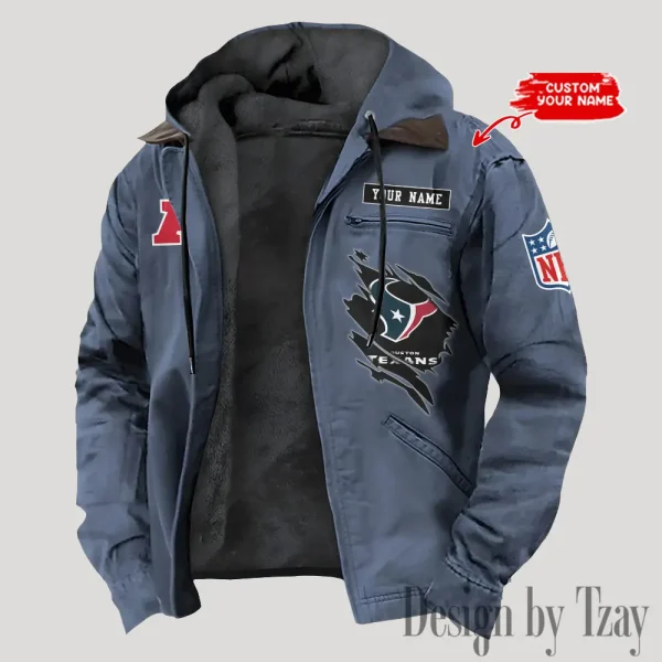 Houston Texans Men's Casual Padded Jacket Hooded Trending 2025 SPTPJH142 - Image 3