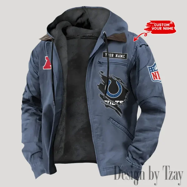Indianapolis Colts Men's Casual Padded Jacket Hooded Trending 2025 SPTPJH143 - Image 3