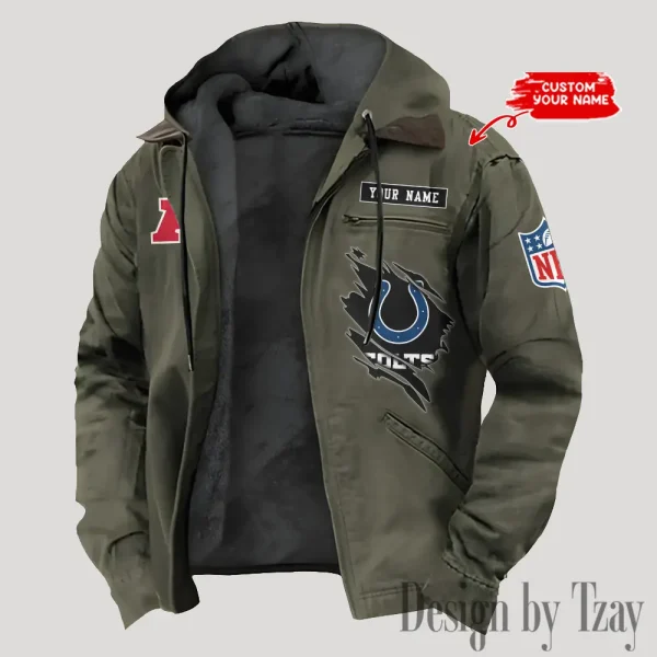 Indianapolis Colts Men's Casual Padded Jacket Hooded Trending 2025 SPTPJH143 - Image 4
