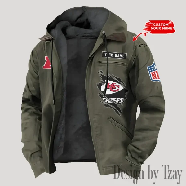Kansas City Chiefs Men's Casual Padded Jacket Hooded Trending 2025 SPTPJH145 - Image 4