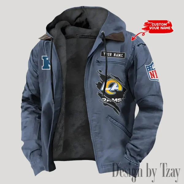 Los Angeles Rams Men's Casual Padded Jacket Hooded Trending 2025 SPTPJH148