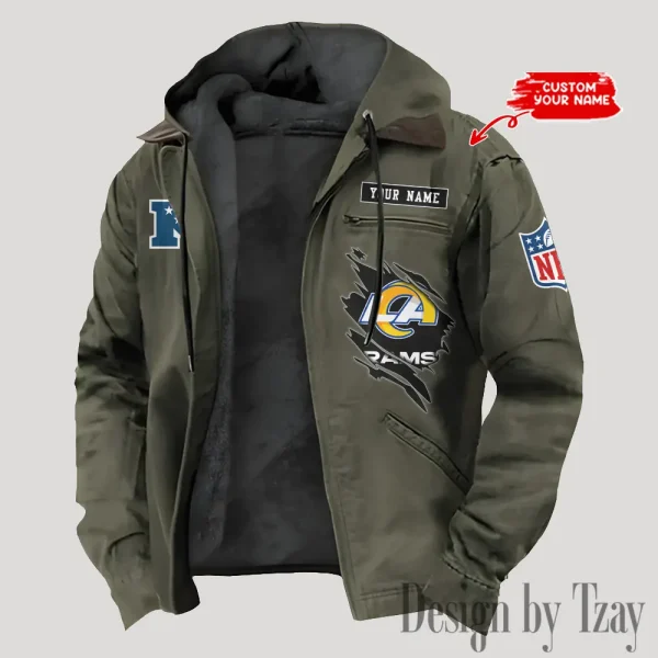 Los Angeles Rams Men's Casual Padded Jacket Hooded Trending 2025 SPTPJH148 - Image 2