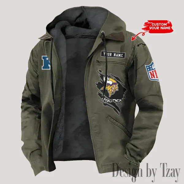 Minnesota Vikings Men's Casual Padded Jacket Hooded Trending 2025 SPTPJH150