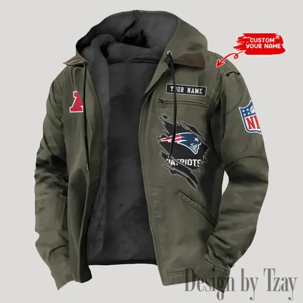 New England Patriots Men's Casual Padded Jacket Hooded Trending 2025 SPTPJH151