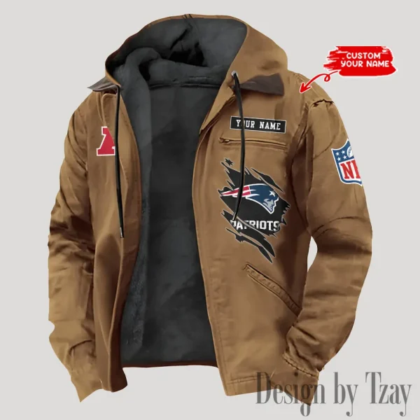 New England Patriots Men's Casual Padded Jacket Hooded Trending 2025 SPTPJH151 - Image 4