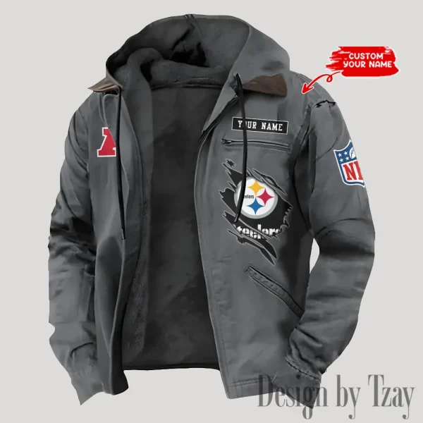 Pittsburgh Steelers Men's Casual Padded Jacket Hooded Trending 2025 SPTPJH156