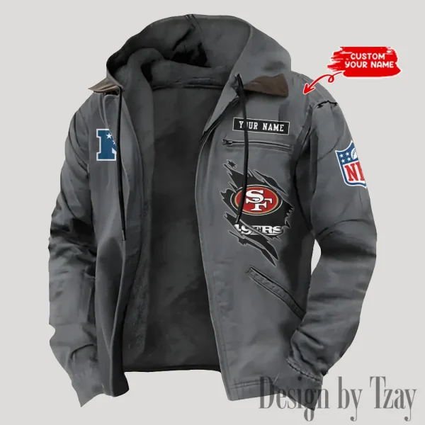 San Francisco 49ers Men's Casual Padded Jacket Hooded Trending 2025 SPTPJH157