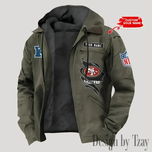 San Francisco 49ers Men's Casual Padded Jacket Hooded Trending 2025 SPTPJH157 - Image 4