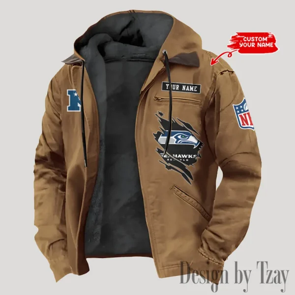 Seattle Seahawks Men's Casual Padded Jacket Hooded Trending 2025 SPTPJH158