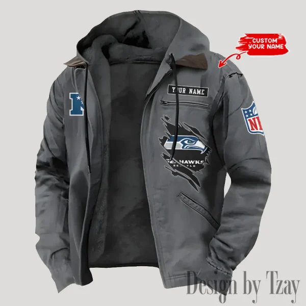 Seattle Seahawks Men's Casual Padded Jacket Hooded Trending 2025 SPTPJH158 - Image 2