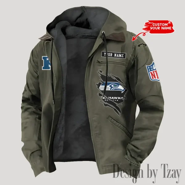 Seattle Seahawks Men's Casual Padded Jacket Hooded Trending 2025 SPTPJH158 - Image 3