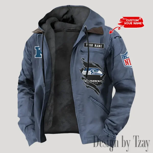 Seattle Seahawks Men's Casual Padded Jacket Hooded Trending 2025 SPTPJH158 - Image 4
