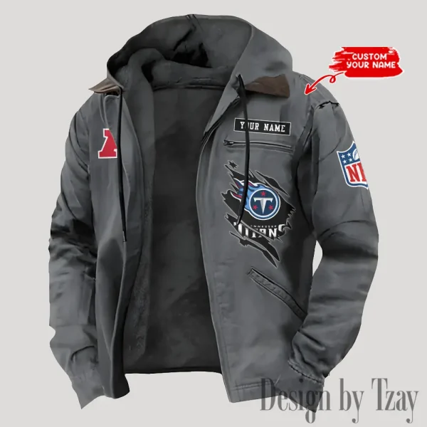 Tennessee Titans Men's Casual Padded Jacket Hooded Trending 2025 SPTPJH160