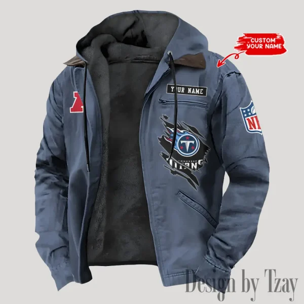 Tennessee Titans Men's Casual Padded Jacket Hooded Trending 2025 SPTPJH160 - Image 3