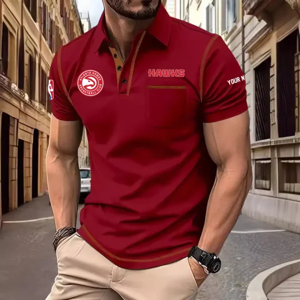 Atlanta Hawks Summer Fashion Polo Shirts for Men Minimalist Men's Short Sleeve Tee SPTCPSSMS066 - Image 3
