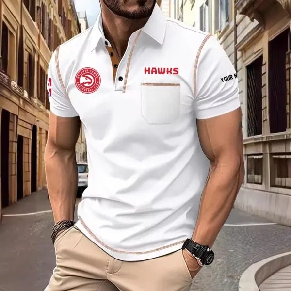 Atlanta Hawks Summer Fashion Polo Shirts for Men Minimalist Men's Short Sleeve Tee SPTCPSSMS066 - Image 5