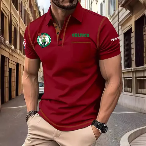 Boston Celtics Summer Fashion Polo Shirts for Men Minimalist Men's Short Sleeve Tee SPTCPSSMS067 - Image 4