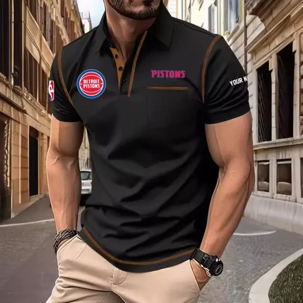 Detroit Pistons Summer Fashion Polo Shirts for Men Minimalist Men's Short Sleeve Tee SPTCPSSMS074 - Image 3