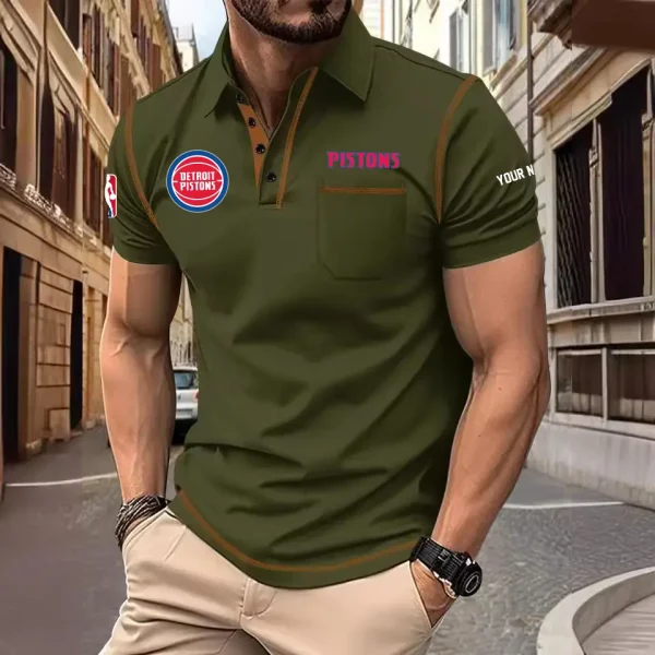 Detroit Pistons Summer Fashion Polo Shirts for Men Minimalist Men's Short Sleeve Tee SPTCPSSMS074 - Image 5