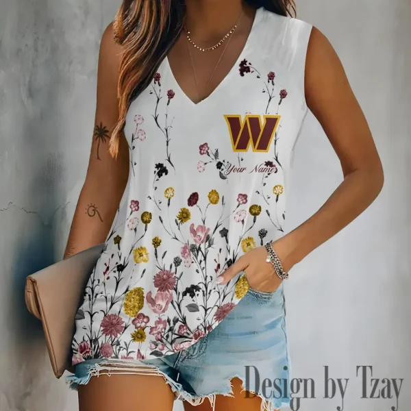 Washington Commanders Women V-Neck Sleeveless Camisoles Off Shoulder Vest SPTVNECKWVTS612