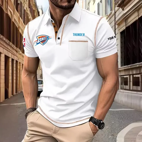 Oklahoma City Thunder Summer Fashion Polo Shirts for Men Minimalist Men's Short Sleeve Tee SPTCPSSMS086 - Image 2