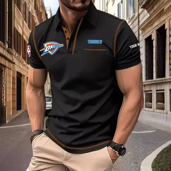 Oklahoma City Thunder Summer Fashion Polo Shirts for Men Minimalist Men's Short Sleeve Tee SPTCPSSMS086 - Image 3