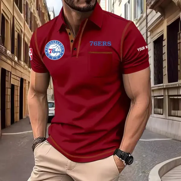 Philadelphia 76ers Summer Fashion Polo Shirts for Men Minimalist Men's Short Sleeve Tee SPTCPSSMS088 - Image 4