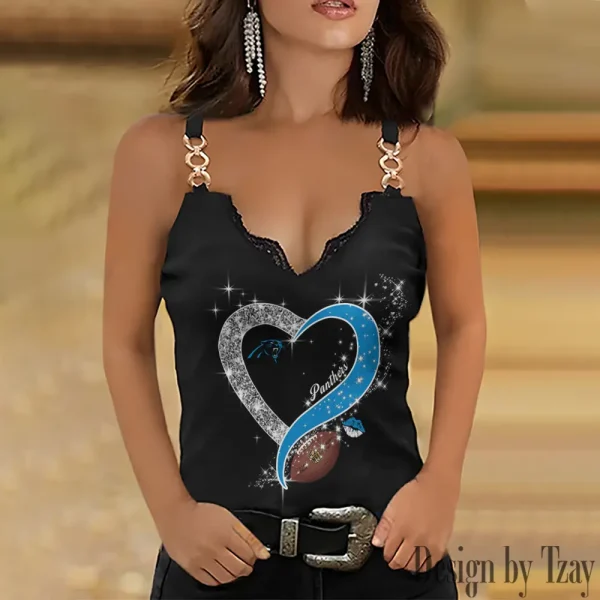 Carolina Panthers NFL Chain Strap Tank Top For Women Style 2025 SPTWCSTT400