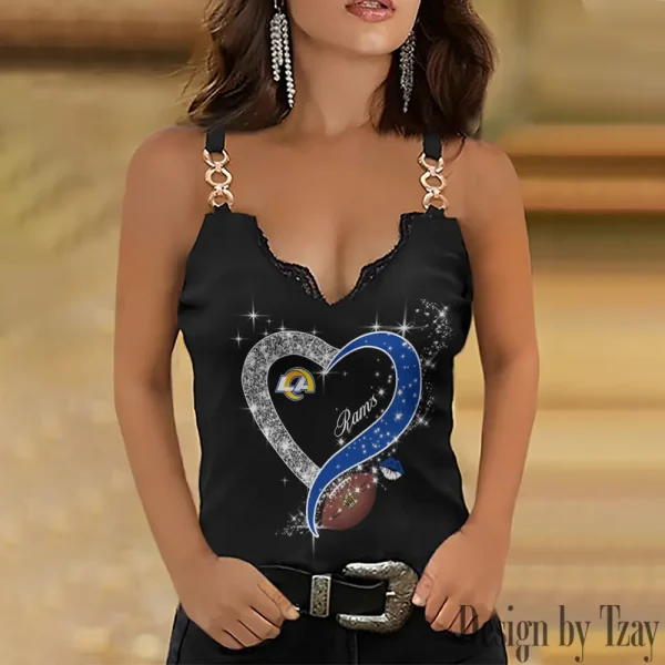 Los Angeles Rams NFL Chain Strap Tank Top For Women Style 2025 SPTWCSTT414