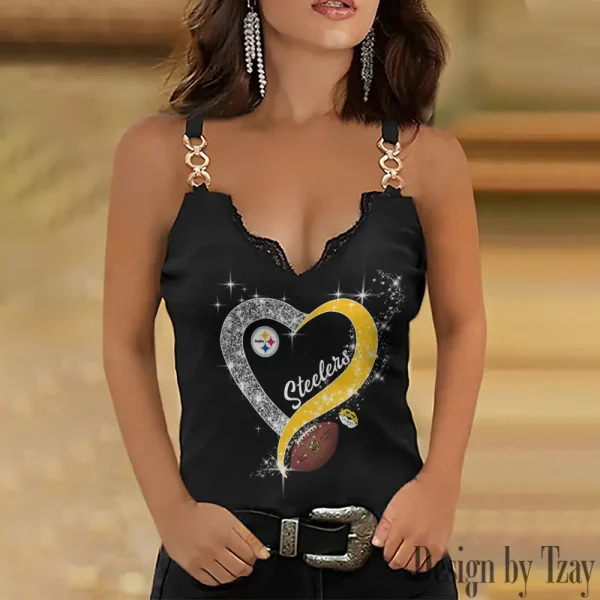 Pittsburgh Steelers NFL Chain Strap Tank Top For Women Style 2025 SPTWCSTT422