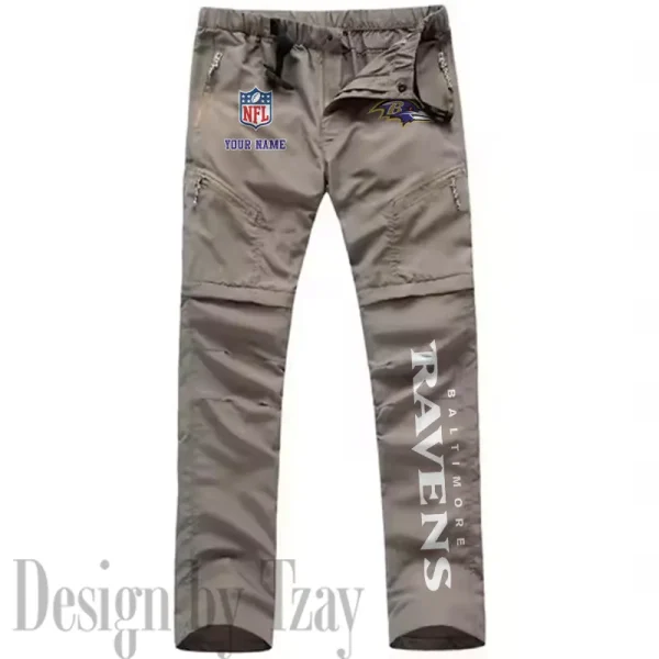 Baltimore Ravens Men's Outdoor Hiking Pants Waterproof Detachable Quick Dry Fishing Pants Lightwweight SPTDQD003