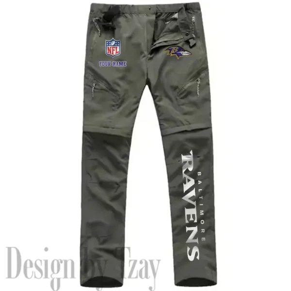 Baltimore Ravens Men's Outdoor Hiking Pants Waterproof Detachable Quick Dry Fishing Pants Lightwweight SPTDQD003 - Image 3