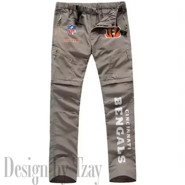 Cincinnati Bengals Men's Outdoor Hiking Pants Waterproof Detachable Quick Dry Fishing Pants Lightwweight SPTDQD007