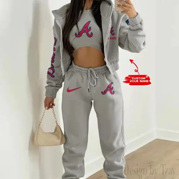 Atlanta Braves MLB Women's Outfit Winter Athleisure 3 Piece Set SPTWAL3PS133
