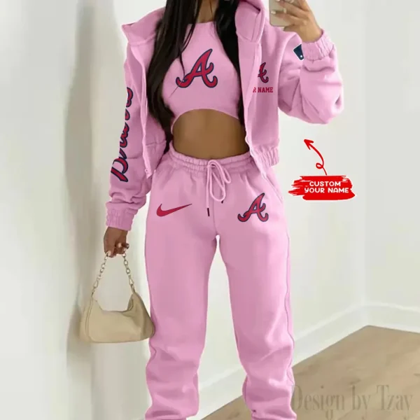 Atlanta Braves MLB Women's Outfit Winter Athleisure 3 Piece Set SPTWAL3PS133 - Image 5