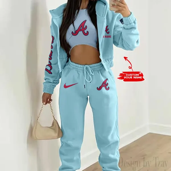 Atlanta Braves MLB Women's Outfit Winter Athleisure 3 Piece Set SPTWAL3PS133 - Image 6