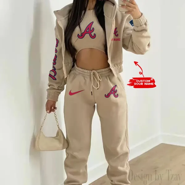 Atlanta Braves MLB Women's Outfit Winter Athleisure 3 Piece Set SPTWAL3PS133 - Image 8
