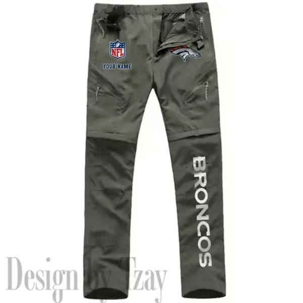 Denver Broncos Men's Outdoor Hiking Pants Waterproof Detachable Quick Dry Fishing Pants Lightwweight SPTDQD010