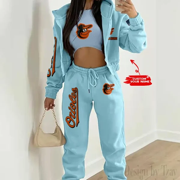 Baltimore Orioles MLB Women's Outfit Winter Athleisure 3 Piece Set SPTWAL3PS134 - Image 5