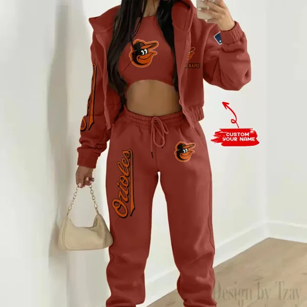 Baltimore Orioles MLB Women's Outfit Winter Athleisure 3 Piece Set SPTWAL3PS134 - Image 7