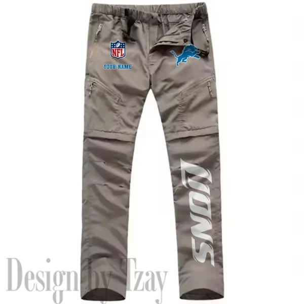 Detroit Lions Men's Outdoor Hiking Pants Waterproof Detachable Quick Dry Fishing Pants Lightwweight SPTDQD011