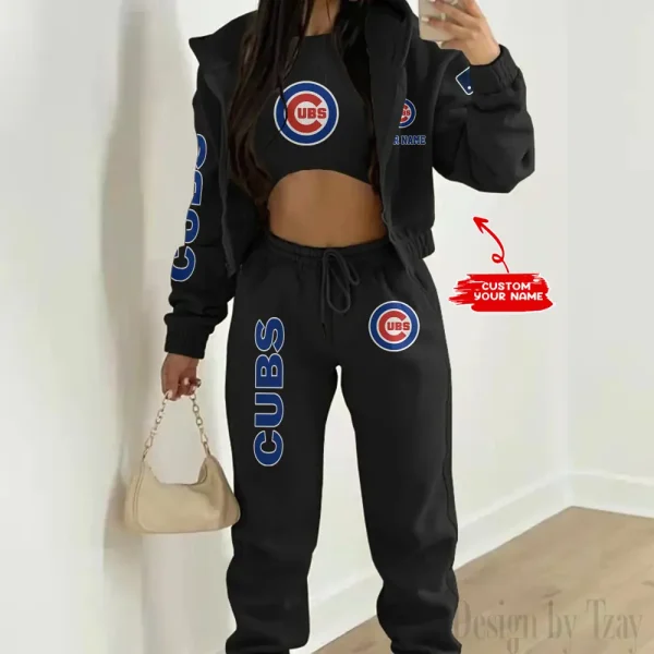 Chicago Cubs MLB Women's Outfit Winter Athleisure 3 Piece Set SPTWAL3PS136 - Image 2