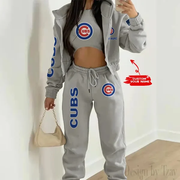 Chicago Cubs MLB Women's Outfit Winter Athleisure 3 Piece Set SPTWAL3PS136 - Image 4