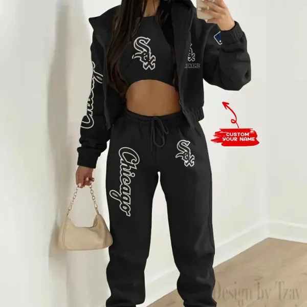 Chicago White Sox MLB Women's Outfit Winter Athleisure 3 Piece Set SPTWAL3PS137 - Image 2